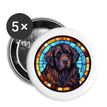 Newfoundland Dog Breed Stained Glass Colorful Wate - Buttons large 2.2''/56 mm (5-pack) - white - Front