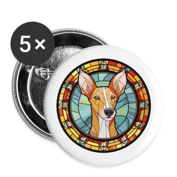 Podenco Canario Dog Breed Stained Glass Colorful W - Buttons large 2.2''/56 mm (5-pack) - white - Front