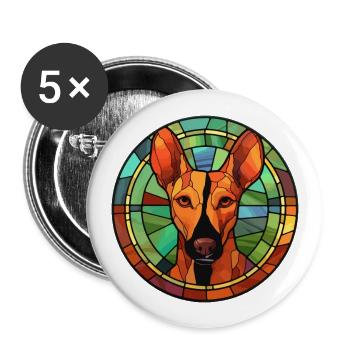 Podenco Ibicenco chien race vitrail coloré - Lot de 5 grands badges (56 mm) - blanc - Devant