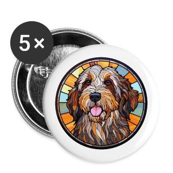 Picardy Sheepdog Dog Breed Stained Glass Colorful - Buttons large 2.2''/56 mm (5-pack) - white - Front