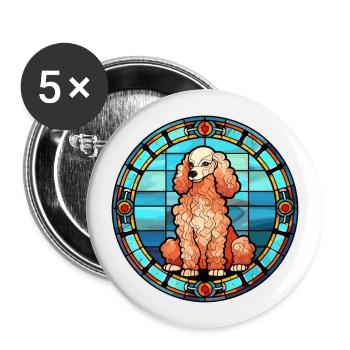 Pudel Hunderasse Buntes Aquarell - Buttons groß 56 mm (5er Pack) - Weiß - Vorne