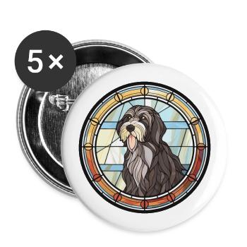 Portugiesischer Schäferhund Hunderasse Buntglasfarbe - Buttons groß 56 mm (5er Pack) - Weiß - Vorne