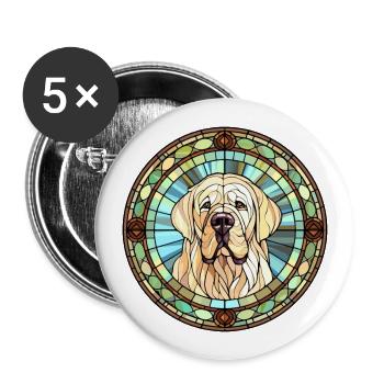 Dogue des Pyrénées chien race vitrail coloré - Lot de 5 grands badges (56 mm) - blanc - Devant