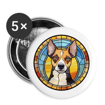 Rat Terrier Dog Breed Stained Glass Colorful Water - Buttons large 2.2''/56 mm (5-pack) - white - Front