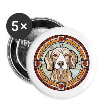 Rumänische Mioritische Hunderasse Buntglas Bunt - Buttons groß 56 mm (5er Pack) - Weiß - Vorne