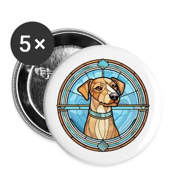 Skandinavische Hunderasse Buntes Glas - Buttons groß 56 mm (5er Pack) - Weiß - Vorne
