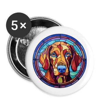 Sapsali Dog Breed Stained Glass Colorful Watercolo - Buttons large 2.2''/56 mm (5-pack) - white - Front