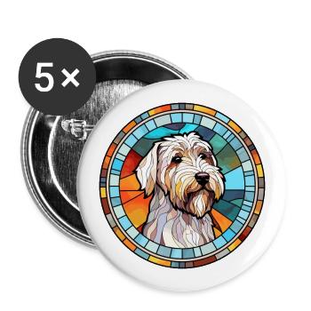 Sealyham Terrier Dog Breed Stained Glass Colorful - Buttons large 2.2''/56 mm (5-pack) - white - Front