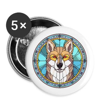 Sibérien Laika chien race vitrail coloré Wa - Lot de 5 grands badges (56 mm) - blanc - Devant