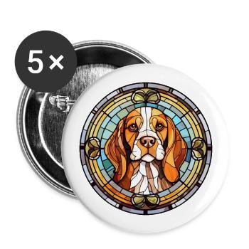Slovensky Cuvac chien race vitrail coloré W - Lot de 5 grands badges (56 mm) - blanc - Devant