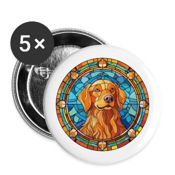 Slovensky Kopov Dog Breed Stained Glass Colorful W - Buttons large 2.2''/56 mm (5-pack) - white - Front