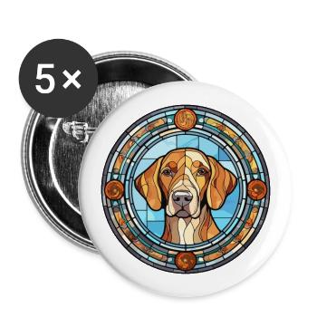 Smalandsstovare Dog Breed Stained Glass Colorful W - Buttons large 2.2''/56 mm (5-pack) - white - Front