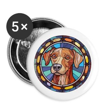 Schillerstovare Dog Breed Stained Glass Colorful W - Buttons large 2.2''/56 mm (5-pack) - white - Front
