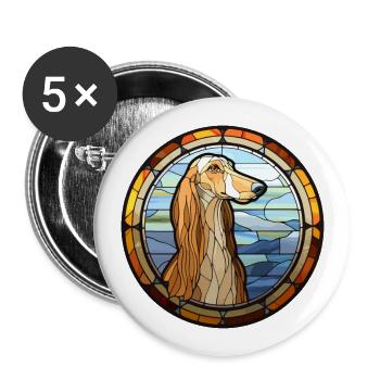 Saluki Dog Breed Stained Glass Colorful Watercolor - Buttons large 2.2''/56 mm (5-pack) - white - Front