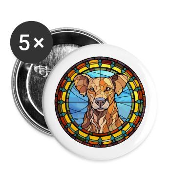 Taigan Dog Breed Stained Glass Colorful Watercolor - Buttons large 2.2''/56 mm (5-pack) - white - Front