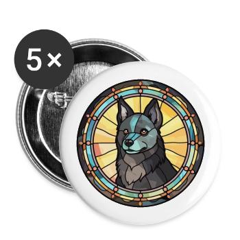 Schipperke Hunderasse Buntes Glas Buntes Wasser - Buttons groß 56 mm (5er Pack) - Weiß - Vorne