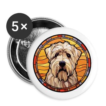 Soft Coated Wheaten Terrier Dog Breed Stained Glas - Buttons large 2.2''/56 mm (5-pack) - white - Front