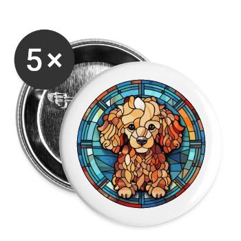 Toy Poodle Dog Breed Stained Glass Colorful Waterc - Buttons large 2.2''/56 mm (5-pack) - white - Front