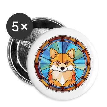 Jouet allemand Spitz chien race vitrail coloré - Lot de 5 grands badges (56 mm) - blanc - Devant