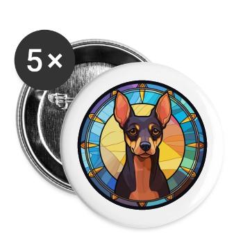 Jouet Manchester Terrier chien race vitrail Col - Lot de 5 grands badges (56 mm) - blanc - Devant