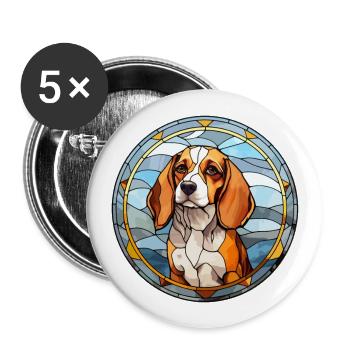 Tiroler Bracke Hunderasse Buntglas Bunt Wa - Buttons groß 56 mm (5er Pack) - Weiß - Vorne