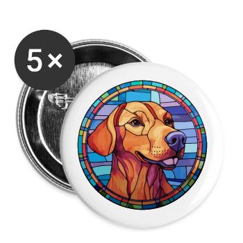 Volpino Italiano chien race vitrail coloré - Lot de 5 grands badges (56 mm) - blanc - Devant