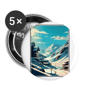 Obergurgl Autriche Vintage voyage affiche Souvenir - Lot de 5 grands badges (56 mm) - blanc - Devant