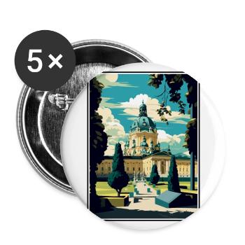 Melk Austria Vintage Reiseposter WPA Souvenir - Buttons groß 56 mm (5er Pack) - Weiß - Vorne