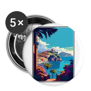 Ischia Italy Coastal Vintage Travel Poster WPA Art - Buttons large 2.2''/56 mm (5-pack) - white - Front