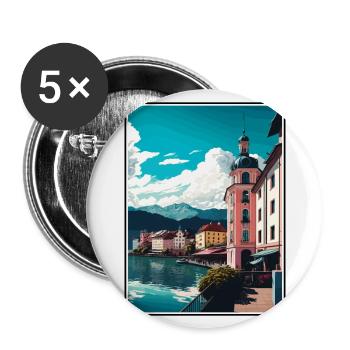 Klagenfurt Austria Vintage Travel Poster Souvenir - Buttons large 2.2''/56 mm (5-pack) - white - Front