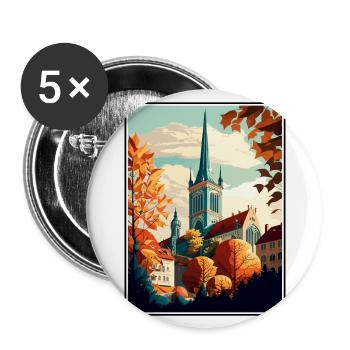 Augsburg Germany Vintage Travel Poster Souvenir - Buttons large 2.2''/56 mm (5-pack) - white - Front