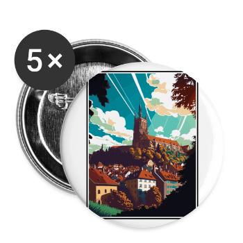 Fribourg Switzerland Vintage Travel Poster WPA Art - Buttons large 2.2''/56 mm (5-pack) - white - Front