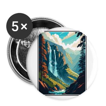 Reichenbachfälle Schweiz Reiseposter - Buttons groß 56 mm (5er Pack) - Weiß - Vorne