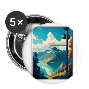 Stanserhorn Suisse Affiche de voyage vintage WPA - Lot de 5 grands badges (56 mm) - blanc - Devant