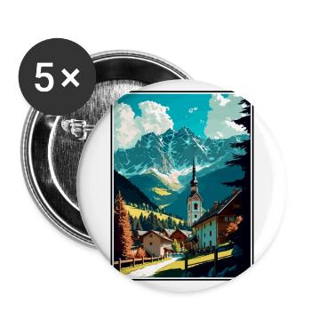 Garmisch Partenkirchen Germany Travel Poster - Buttons large 2.2''/56 mm (5-pack) - white - Front