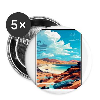 Fuerteventura Spain Vintage Travel Poster Souvenir - Buttons large 2.2''/56 mm (5-pack) - white - Front