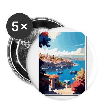 Ayvalik Turkey Vintage Travel Poster WPA Souvenir - Buttons large 2.2''/56 mm (5-pack) - white - Front