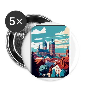 Wurzburg Germany Vintage Travel Poster Souvenir - Buttons large 2.2''/56 mm (5-pack) - white - Front