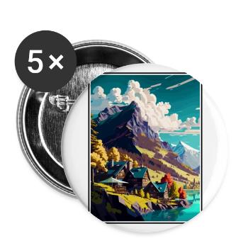 Valais Suisse Vintage voyage affiche Souvenir - Lot de 5 grands badges (56 mm) - blanc - Devant
