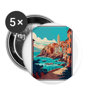 Genoa Italy Vintage Travel Poster WPA Souvenir - Buttons large 2.2''/56 mm (5-pack) - white - Front
