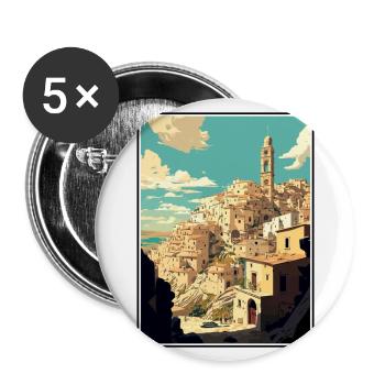 Matera Italy Vintage Travel Poster WPA Souvenir - Buttons large 2.2''/56 mm (5-pack) - white - Front