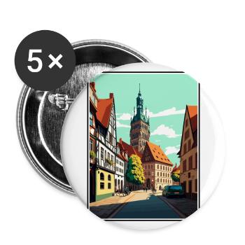Wittenberg Deutschland Vintage Reiseposter Souvenir - Buttons groß 56 mm (5er Pack) - Weiß - Vorne
