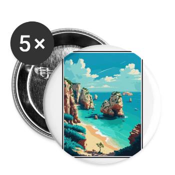 Algarve Portugal Vintage voyage affiche Souvenir - Lot de 5 grands badges (56 mm) - blanc - Devant