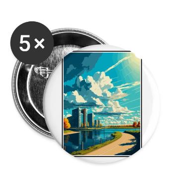 Almere Niederlande Vintage Reiseposter Souvenir - Buttons groß 56 mm (5er Pack) - Weiß - Vorne