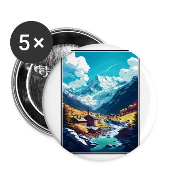 Saas Fee Switzerland Vintage Travel Poster WPA Art - Buttons large 2.2''/56 mm (5-pack) - white - Front