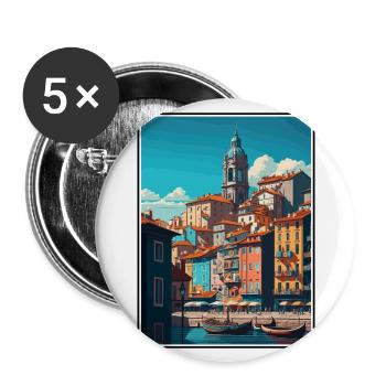 Porto Portugal Vintage Reiseposter WPA Souvenir - Buttons groß 56 mm (5er Pack) - Weiß - Vorne