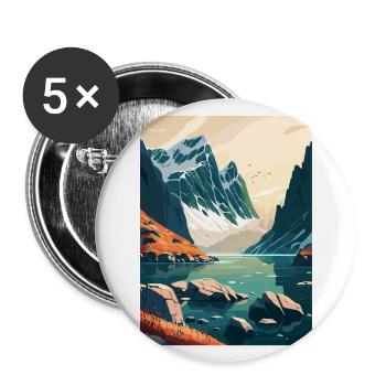 Bodo Norvège norvégien Vestfjorden affiche de voyage - Lot de 5 grands badges (56 mm) - blanc - Devant