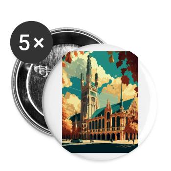 Munich Germany Vintage Travel Poster WPA Souvenir - Buttons large 2.2''/56 mm (5-pack) - white - Front