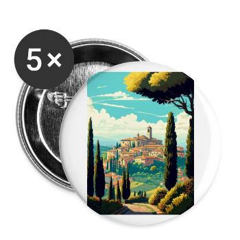Montepulciano Italien Vintage Reiseposter Souvenir - Buttons groß 56 mm (5er Pack) - Weiß - Vorne