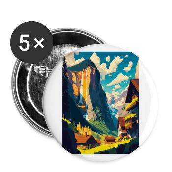 Lauterbrunnen Switzerland Vintage Travel Poster - Buttons large 2.2''/56 mm (5-pack) - white - Front